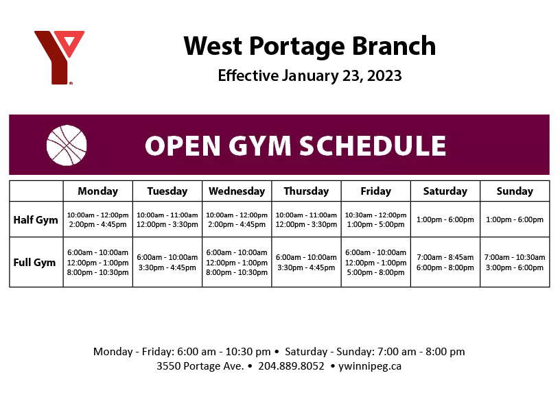 Open Gym Schedule West Portage