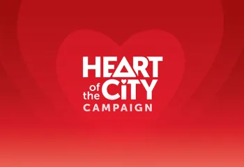 [image] red background with the words Heart of the City Campaign