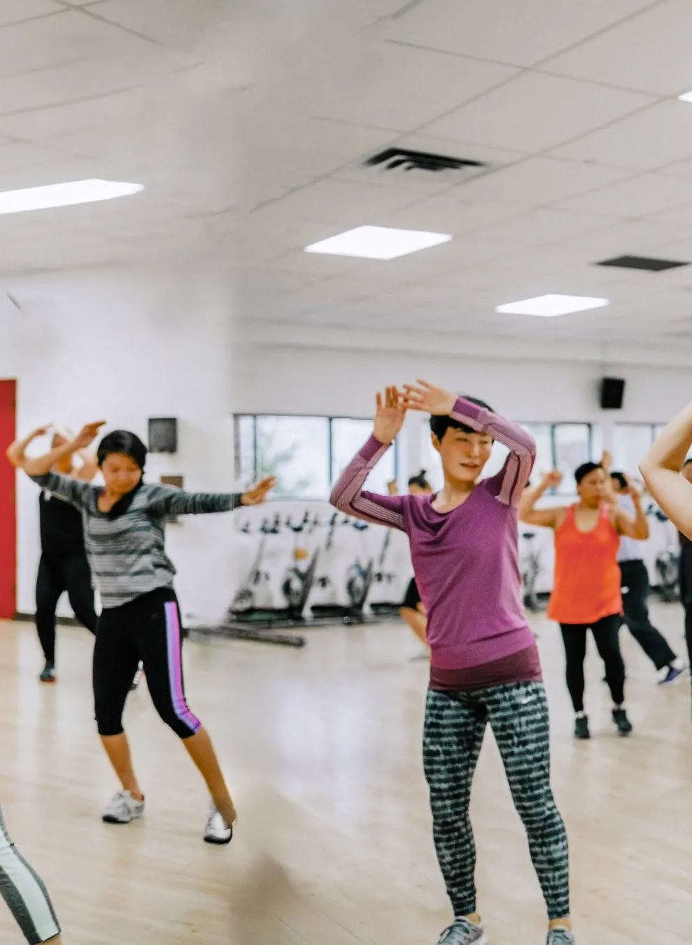 females in a group fitness class