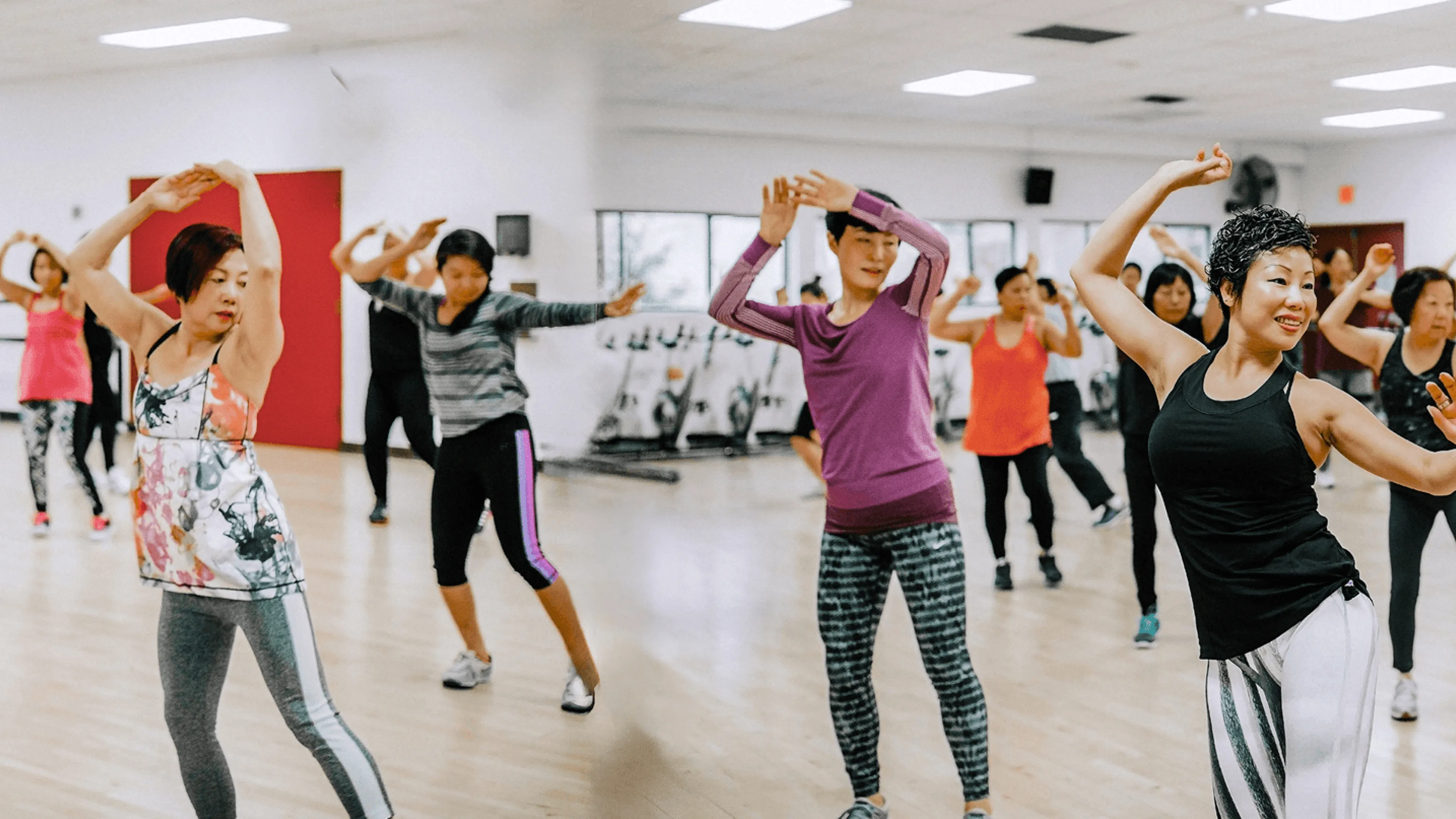 Women in large room during exercise class