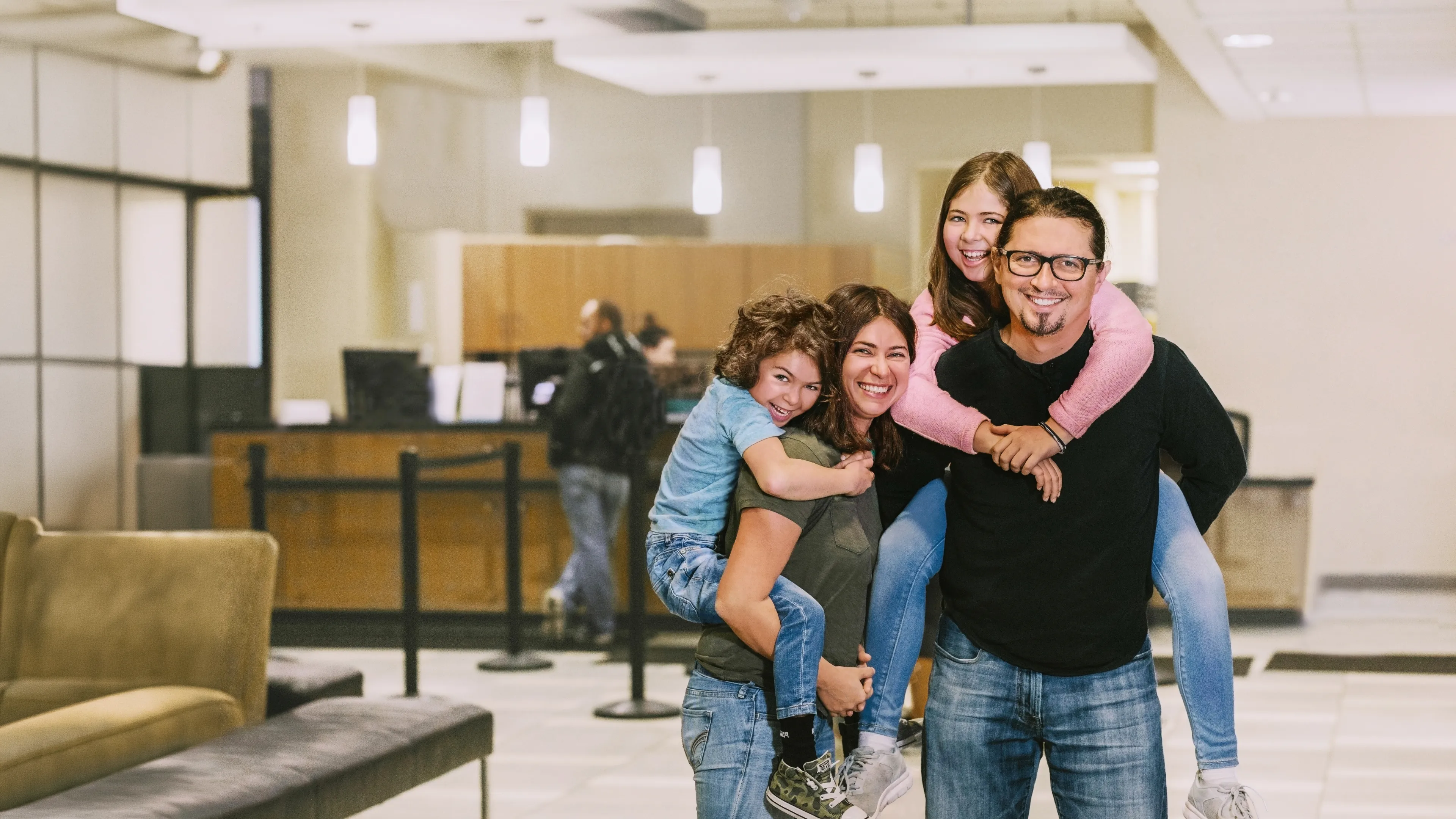Smiling family at the Y