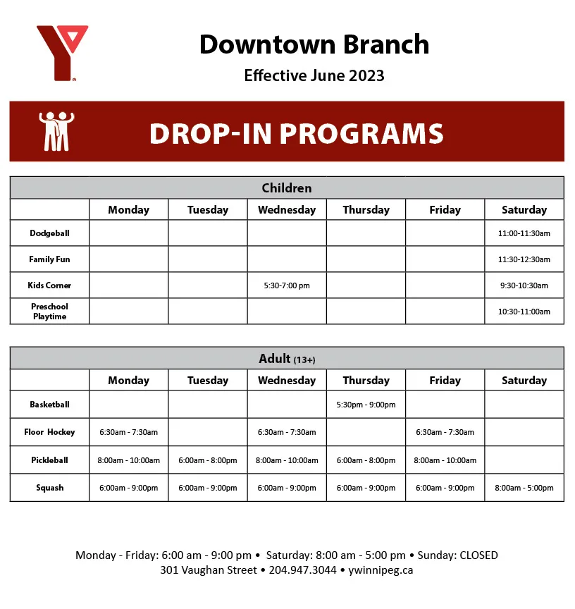 Dropin Programs June Downtown