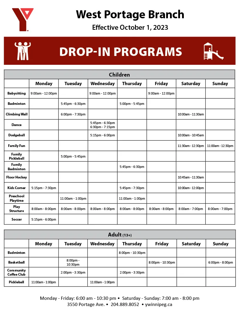 WP Drop-in Programs October
