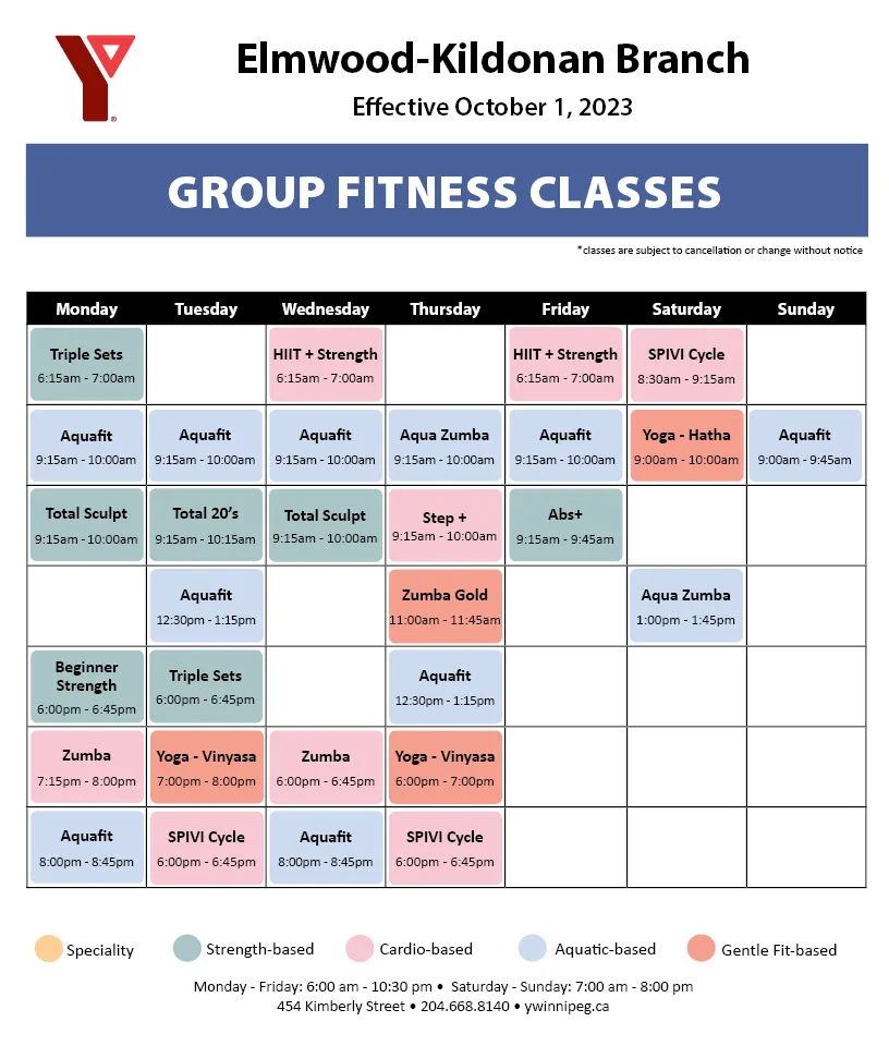 EK Fitness classes October