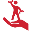 Icon of hand holding a person working out