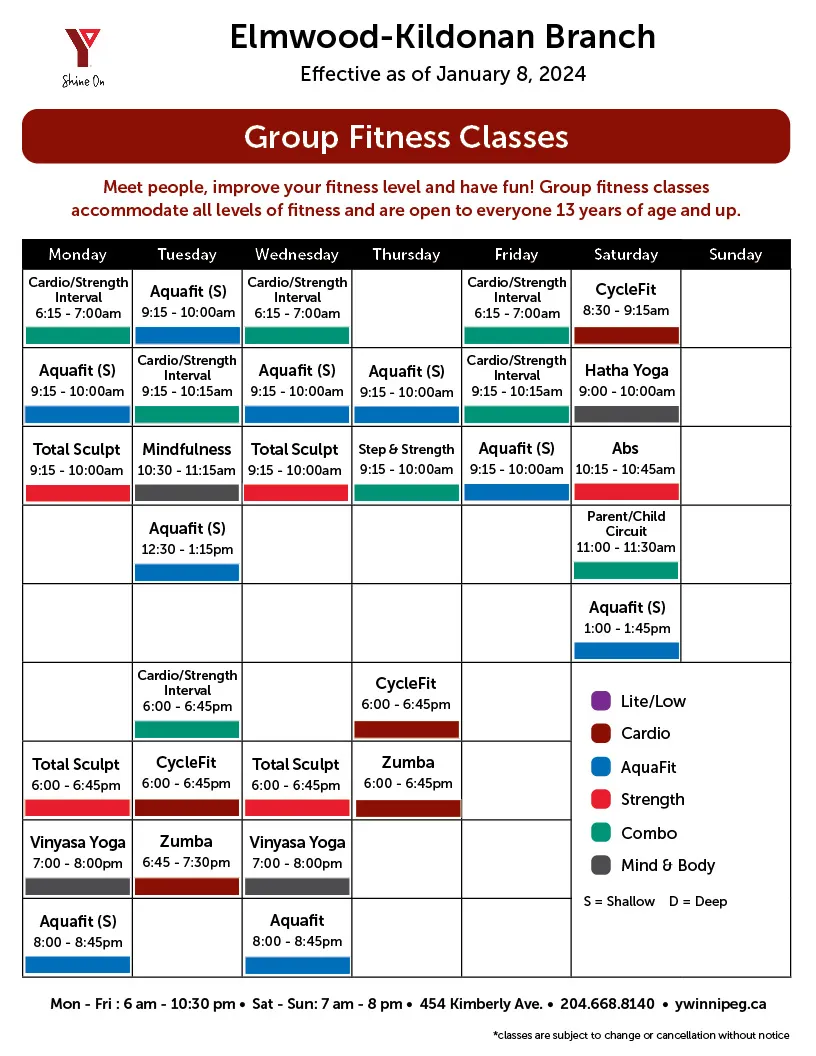 EK Fitness Classes January 8