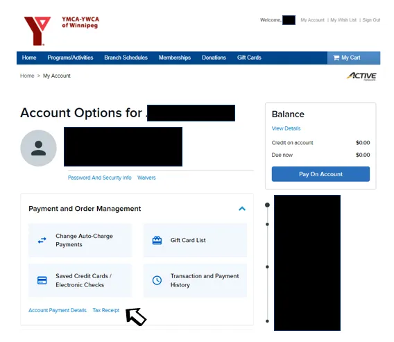 screen shot of ActiveNet site