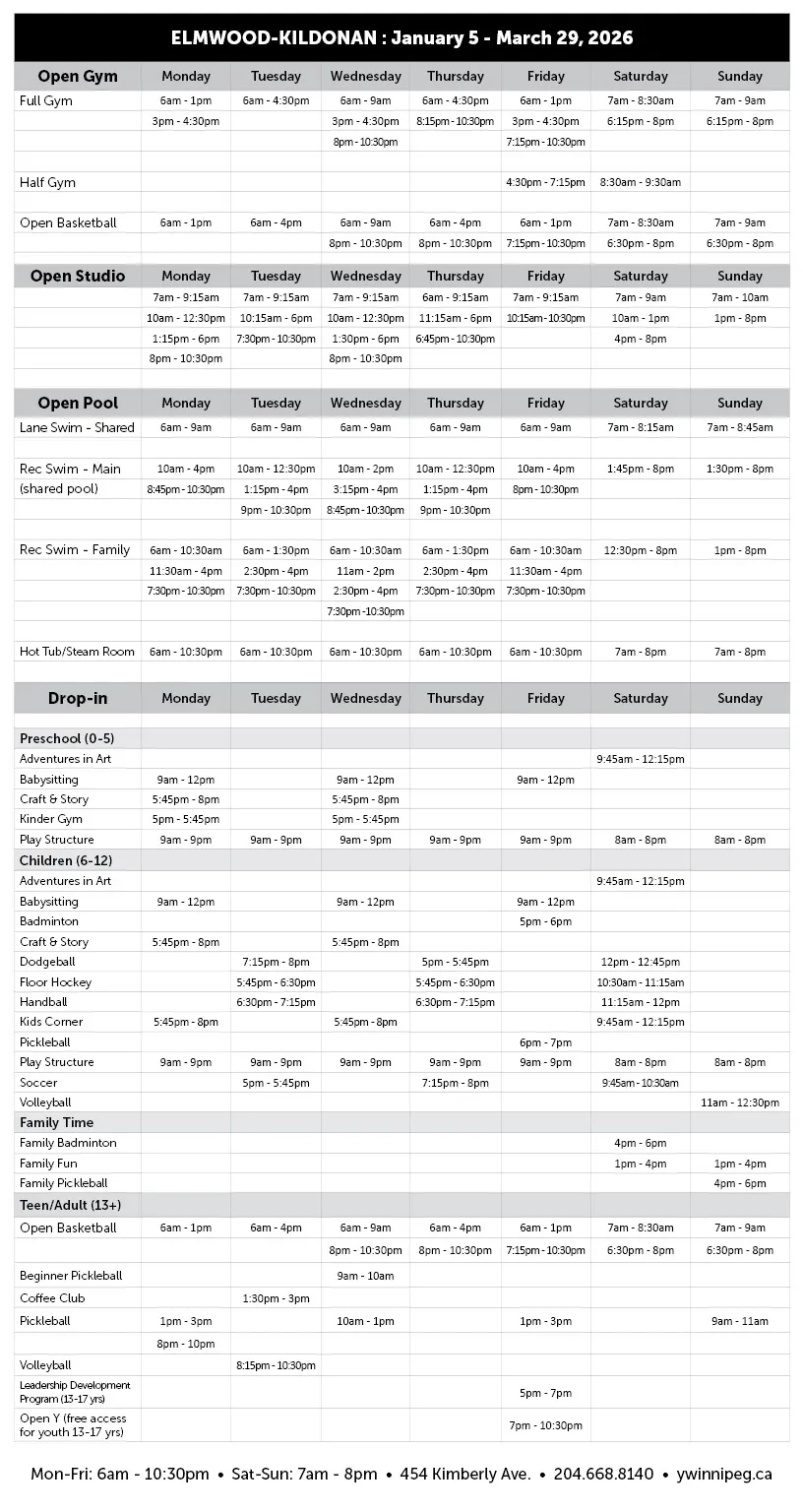 EK Winter Schedule Open Programs