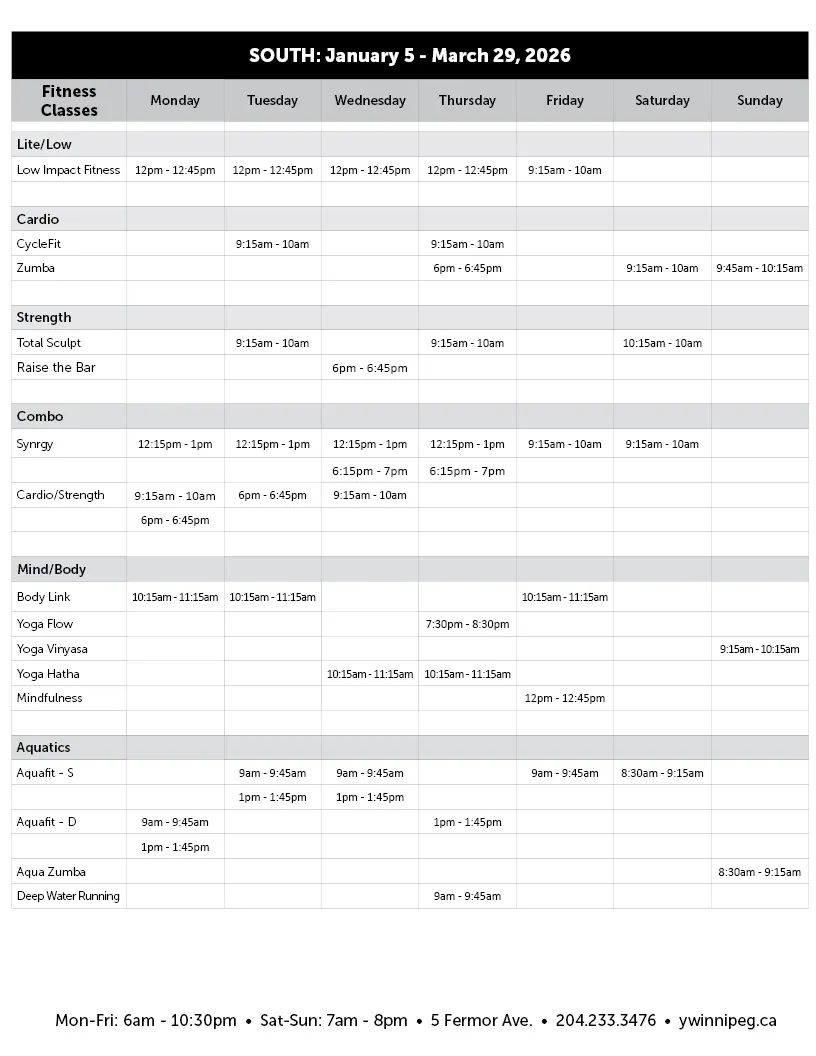 Winter Session fitness classes south