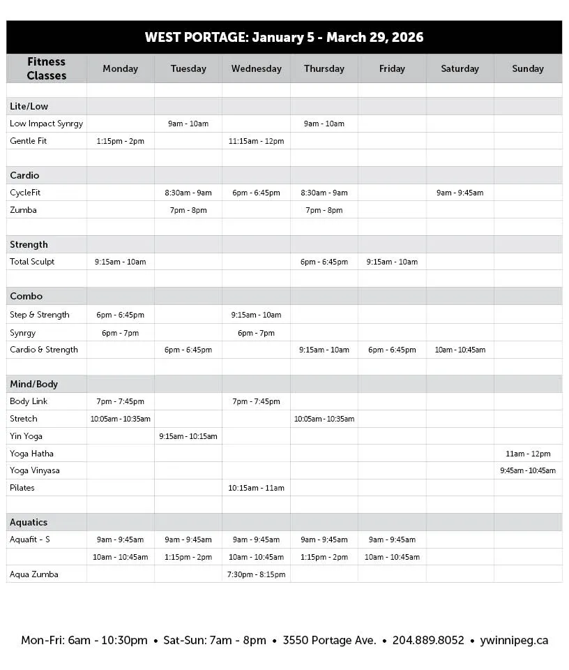 West Portage Fitness class schedule