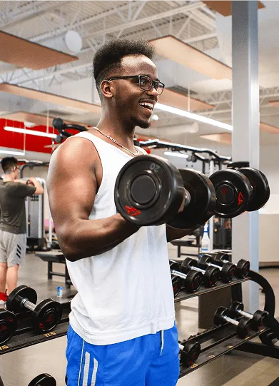 Man doing bicep curls