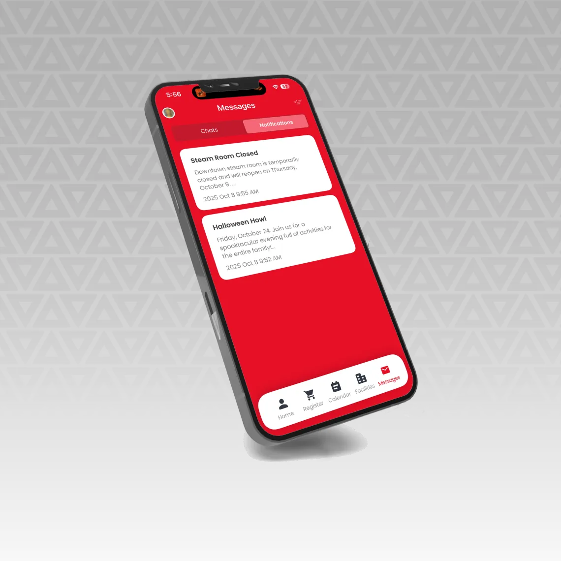 Screenshot of messages screen