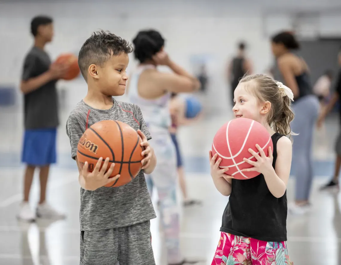 kids with basketballs