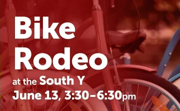 image of bicycle wheels and Bike Rodeo title