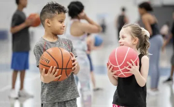kids with basketballs